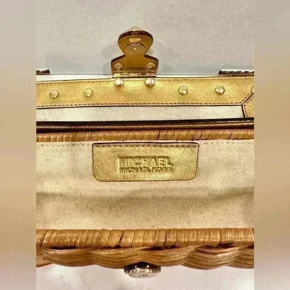 Michael Kors Santorini Gold Wicker Clutch - Picture 4 of 15